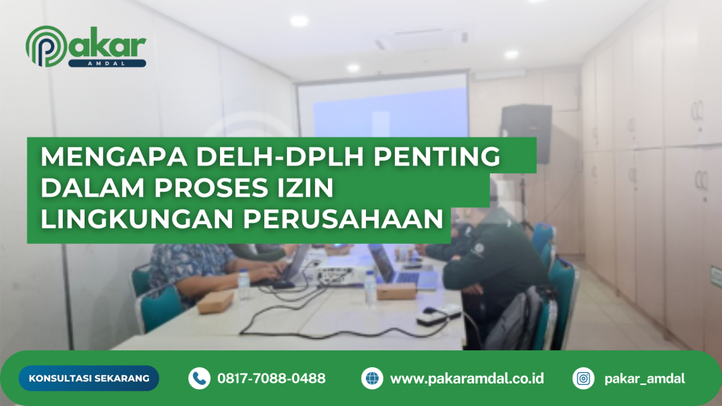 Ilustrasi perusahaan yang sedang menyusun dokumen DELH dan DPLH untuk memperoleh izin lingkungan