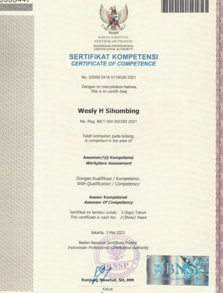 sertifikasi bnsp pengambilan contoh uji air